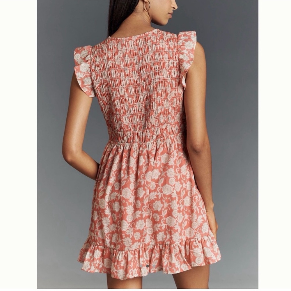 Anthropologie Peregrine Sleeveless V-Neck
Smocked Mini Dress 1X Coral NWT - Picture 2 of 6